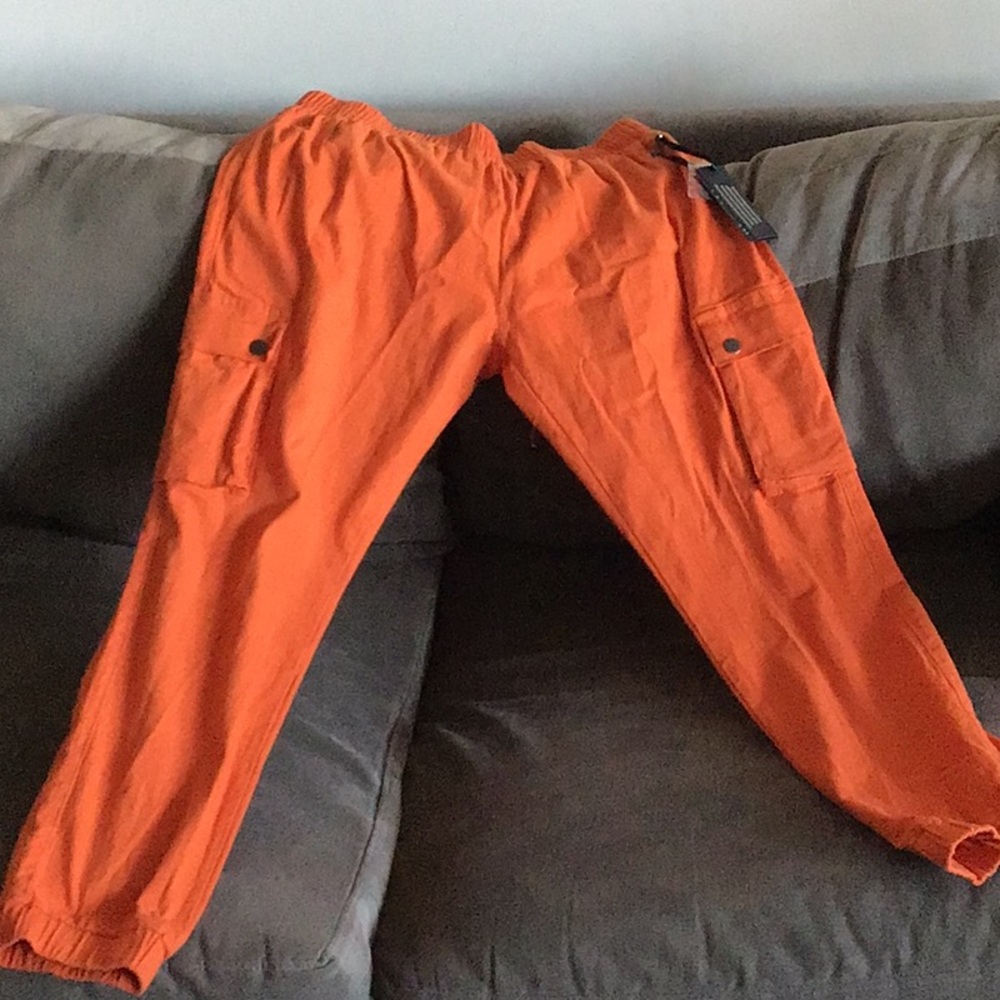 Orange cargo pants